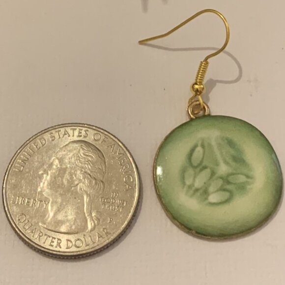 Pickle Earring, Cucumber Earring, Funny Food Earring, Gift, Vegetable Ea… - Picture 3 of 4